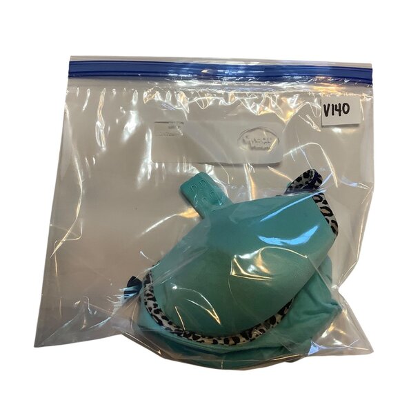 Victorias Secret Lined Demi Bra 32D Aqua Leopard Trim Adjustable Straps Women - Picture 4 of 4